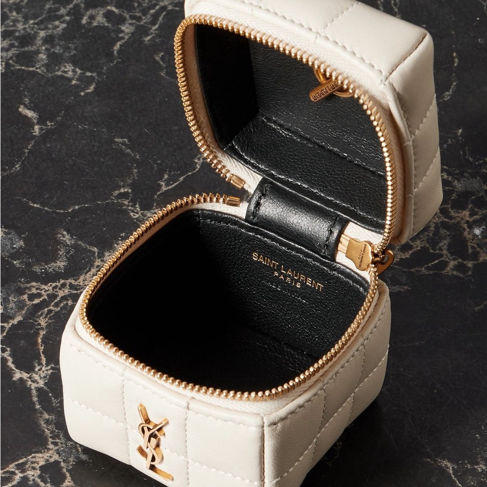 Yves Saint Laurent Cream Quilted Mini Bag with Gold Chain - Picture 3 of 3